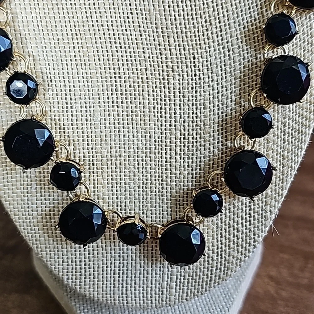 Gold & Black Stones Collar Necklace